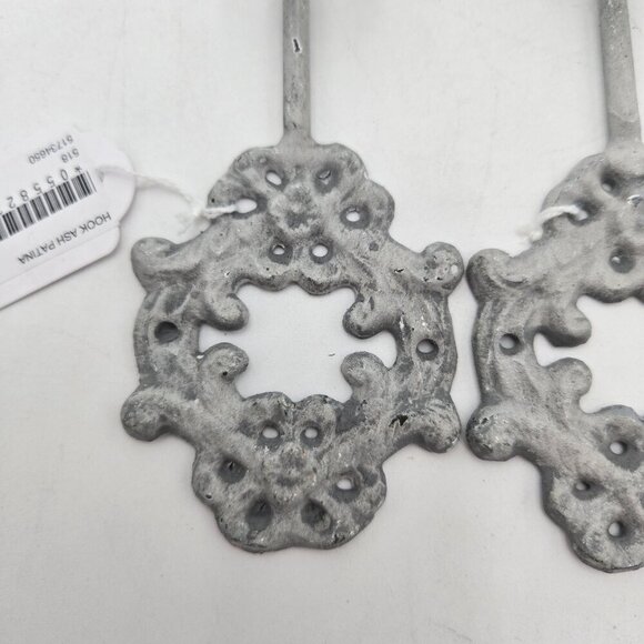 Vintage Cast Iron Wall Hooks with Ceramic Tip Rustic Ash Patina Coat Hat Hanger - Picture 11 of 11